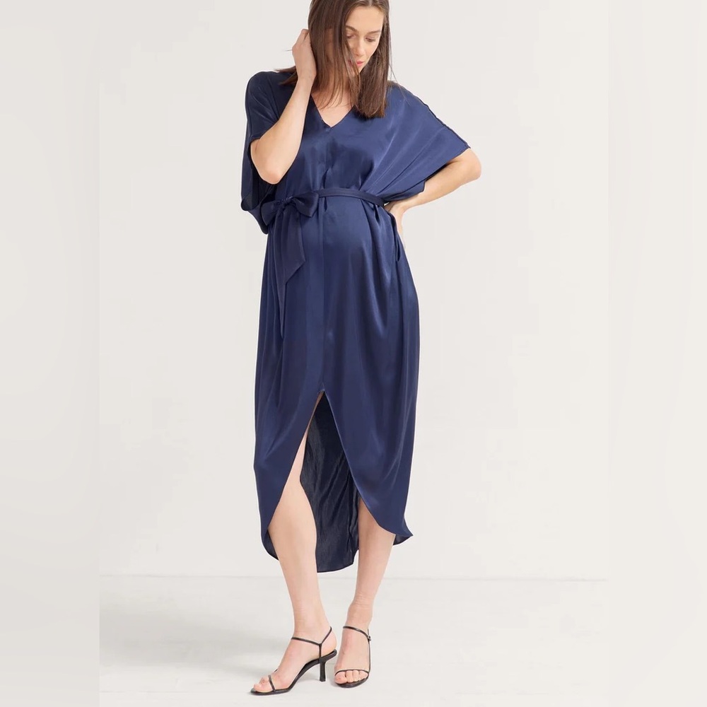 Elegant Navy Maternity Dress - Picture 3 of 7